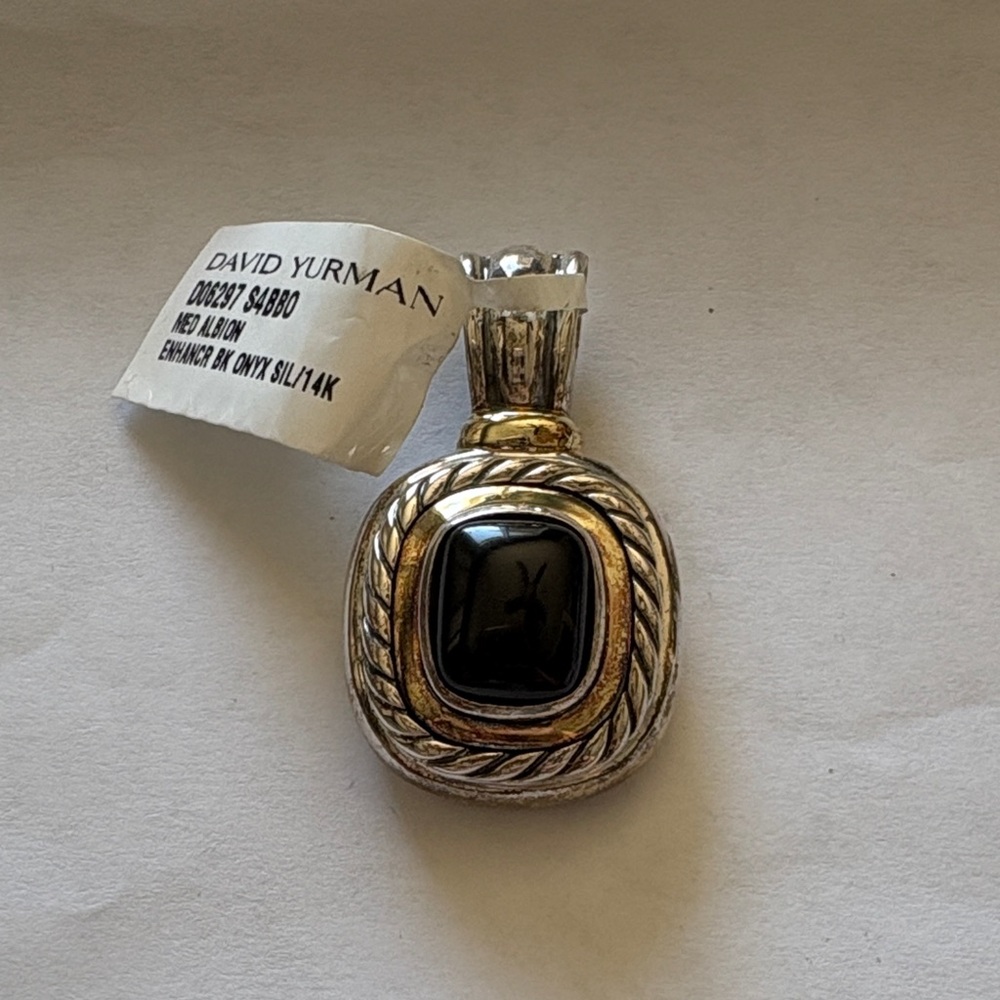 David Yurman Albion Black Onyx Silver 14k gold Pendant Enhancer